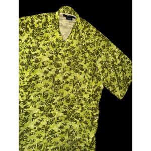 ExOfficio XL Short Sleeve Button-Up Green Floral‎ Print Shirt Fishing Outdoors